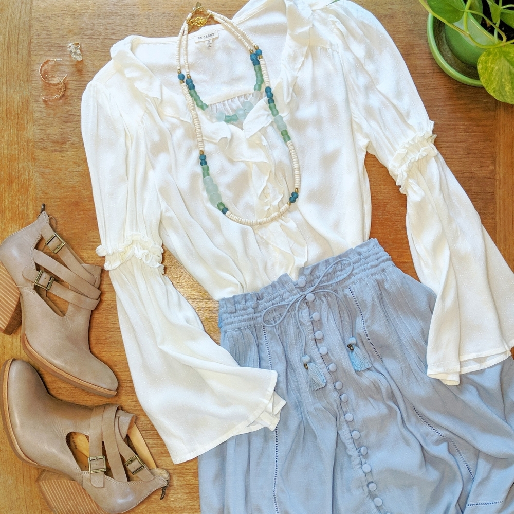🌸🌟LAST 1🌟NWT En Creme Ivory Blouse - Picture 2 of 5